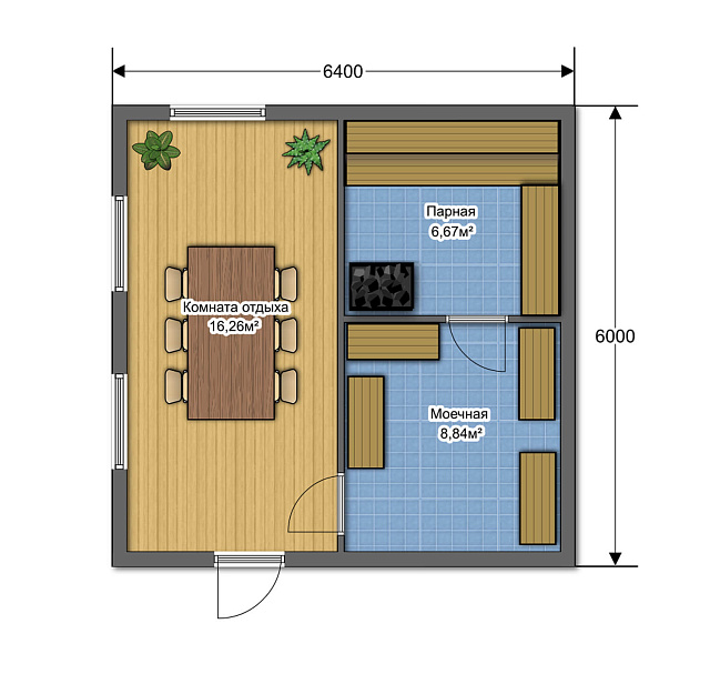 Баня 6 м * 6 м