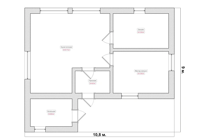 Дом из газобетона ГБ-352, 80,35 кв.м