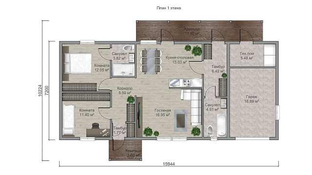 Дом из газобетона Норвиярви, 104 кв.м