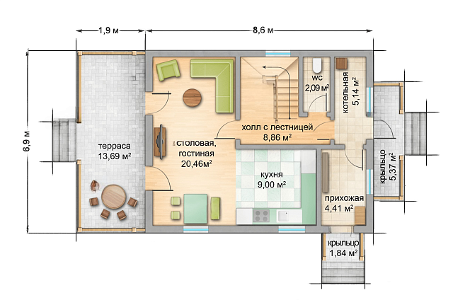 Дом из газобетона Кончезеро, 112 кв.м