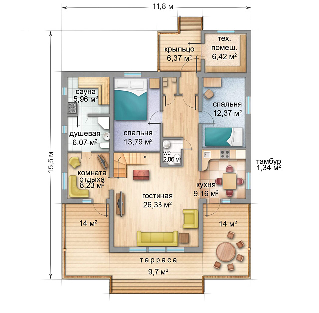 Дом из газобетона Шалговаара, 156 кв.м