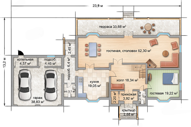 Дом из газобетона Ахвенламби, 300 кв.м