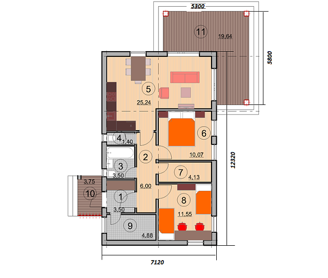 Дом из газобетона Тукса, 94 кв.м