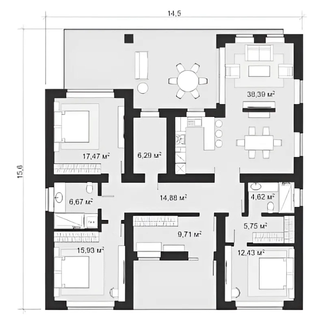 Дом из газобетона Белаярви, 138 кв.м