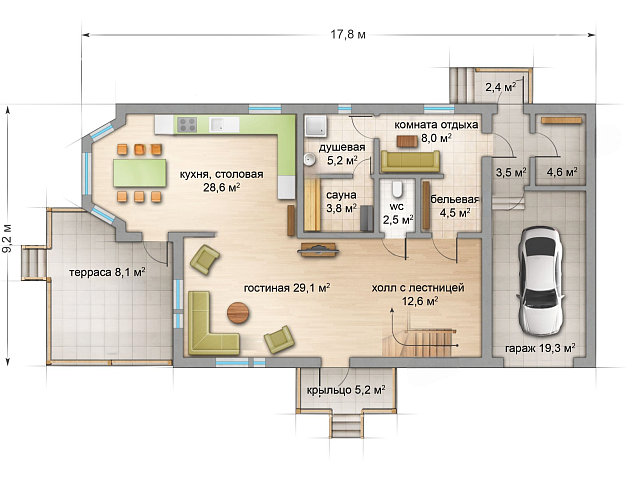 Дом из газобетона Кестеньга, 234 кв.м